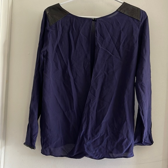 Club Monaco silk and leather open-back blouse - Picture 1 of 7